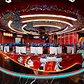 Chinese Style Internet Café With Peking Opera Elements And Lighting 3d model