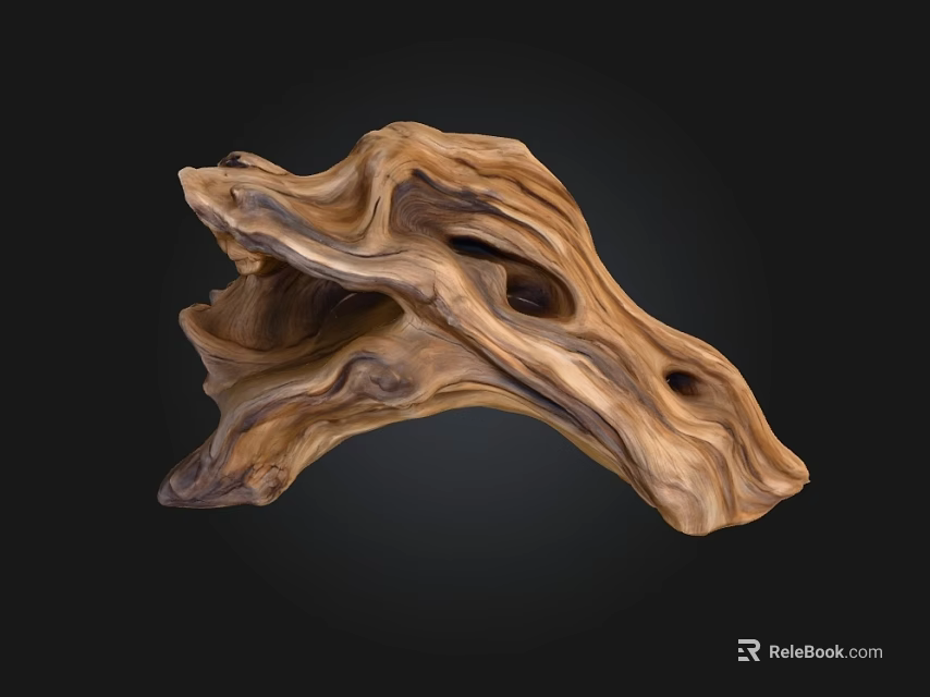 Stone Wood Decorative Sculpture With Natural Texture And Unique Organic Shape 3d model 