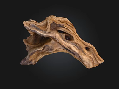 Stone Wood Decorative Sculpture With Natural Texture And Unique Organic Shape 3d model