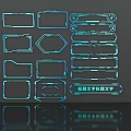Futuristic Blue Lines With Geometric Shape Frames For Title Design Elements 3d model
