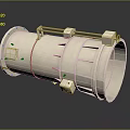Beige Cylindrical Industrial Duct Component With Metal Brackets And Mounting Fixtures