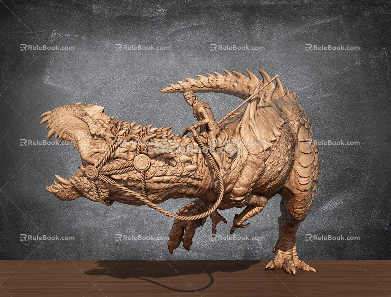 Modern Sculpture Dinosaur Man Hunter Tyrannosaurus Rex 3d model