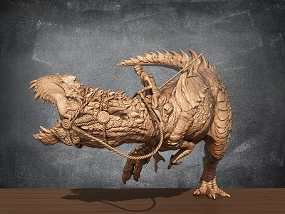 Modern Sculpture Dinosaur Man Hunter Tyrannosaurus Rex 3d model