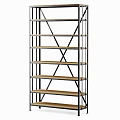 Modern Metal Frame Shelving Unit With Wooden Shelves And Multi Tier Design