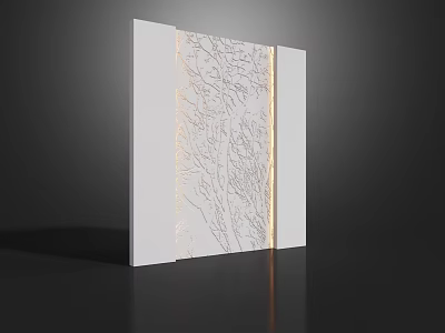 Modern White Background Wall With Intricate Branch Pattern And LED Light Strips 3d model