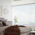 Cozy Modern Bedroom Interior With Soft Bedding Decorative Pillows And Green Plant
