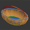 Orange Woven Oval Shaped Basket with Handle for Home Storage Organizing