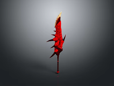 Red Spiked Bladed Weapon 3D Render With Cracked Surface And Sharp Edges 3d model