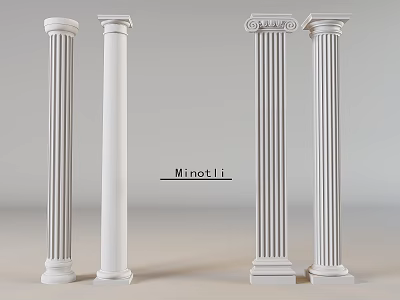 White Classical Roman Columns With Different Design Patterns For Architectural Use 3d model