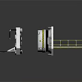 Industrial Style Metal Mechanical Component With Circular Vent Opening And Yellow Safety Railings