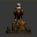 Detailed Eagle Decorative Statue Perched On Rocky Natural Stone Home Decor Piece