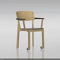 Modern Simple Leisure Chair With Wooden Frame Black Armrests And Wheels