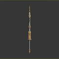 Golden Ornate Fantasy Weapon With Intricate Designs And Shiny Finish
