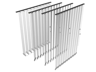 Durable Vertical Blinds With Multiple Slats And Different Lengths For Window Covering 3d model