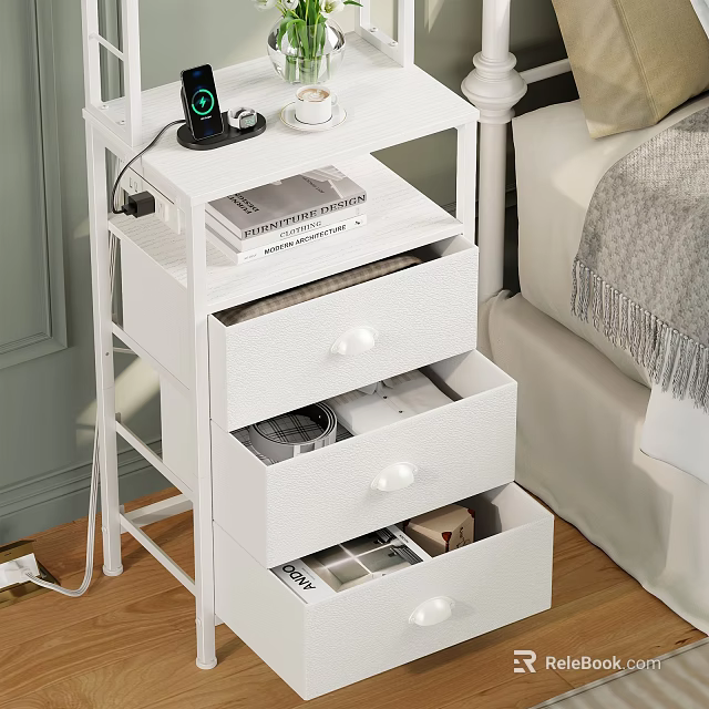 White Storage Shelf With Drawers For Bedroom Organizing And Daily Items 3d model 