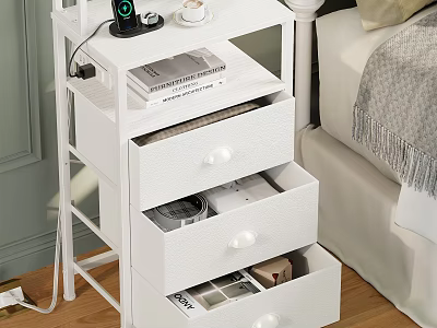White Storage Shelf With Drawers For Bedroom Organizing And Daily Items 3d model