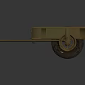 Vintage Yellow Metal Trailer With Large Wheels And Pull Handle 3d model