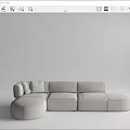 Modern Sectional Sofa With Light Gray Upholstery Modular Design And Plush Cushions 3d model