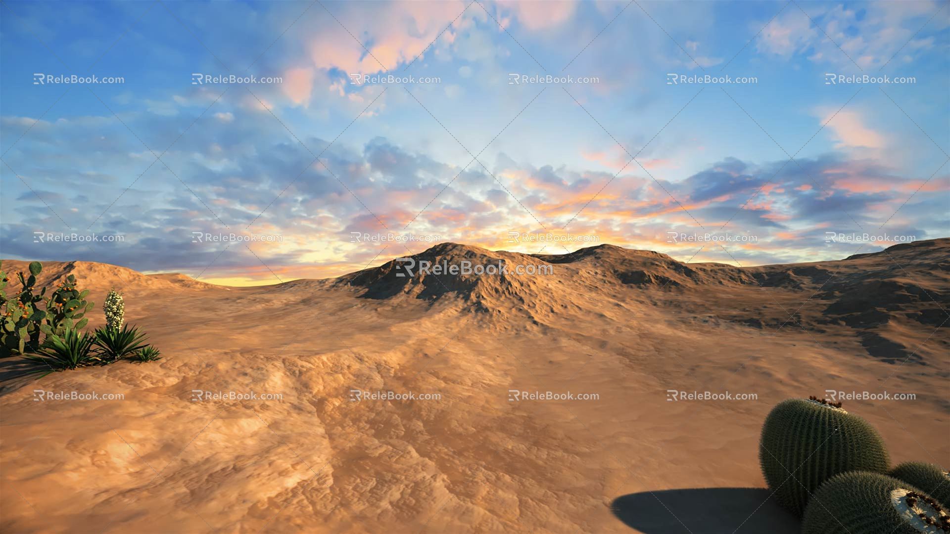 Modern desert high precision natural terrain 3d model