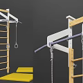 Durable Home Gym Sports Equipment Featuring Wooden Ladder Metal Bars And Hanging Rings