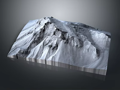 Detailed Snowy Mountain Terrain 3D Model with Snow Covered Slopes and Rocky Ridges 3d model