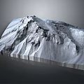 Detailed Snowy Mountain Terrain 3D Model with Snow Covered Slopes and Rocky Ridges