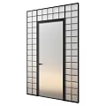 Modern Ribbed Door With Decorative Circular Light Blocks Interior Design 3d model