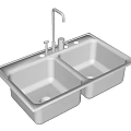 Practical Stainless Steel Double Bowl Kitchen Sink With Modern Faucet Design And Durable Build