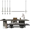Modern Tea Table and Chair Simple Tea Table and Chair Combination 3d model