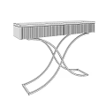 Luxury Burgundy Console Table With Ribbed Drawer Front And Golden Curved Crossed Metal Legs