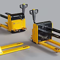 Durable Industrial Equipment Featuring Three Yellow Pallet Trucks For Efficient Material Handling