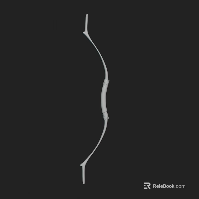 White Bow As Traditional Weapon On Black Background With Curved Shape And Smooth Surface 3d model 