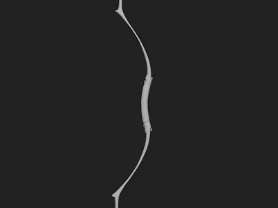 White Bow As Traditional Weapon On Black Background With Curved Shape And Smooth Surface 3d model