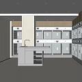 Pet Facility Interior With Metal Cages Stainless Steel Workbench And Animal Food Poster