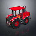 Red Toy Tractor 3D Model With Large Wheels Red Roof And Colorful Details