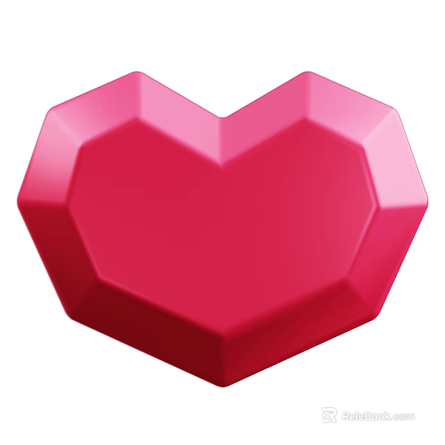 Red Heart Shaped Polygonal Decorative Ornament Set for Home Decor 3d model 