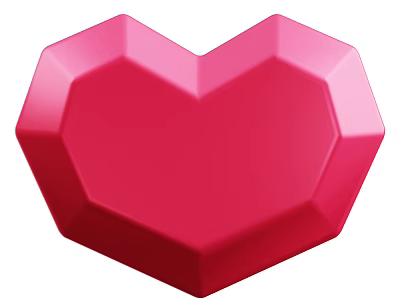 Red Heart Shaped Polygonal Decorative Ornament Set for Home Decor 3d model
