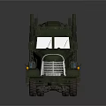 Green Military Truck Model With Cargo Compartment Multiple Wheels And Antenna Equipment