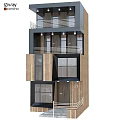 Modern Multi Storey Building Exterior With Balconies Wooden Panels And Windows