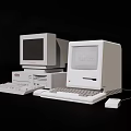 Two Vintage Retro Desktop Computers With CRT Monitors Keyboards And Mice