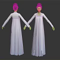 Female Characters In White Long Dresses With Back And Front Standing Poses