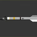 Tactical Military Weapon Missile With White Exterior Yellow Band And Stabilizing Fins