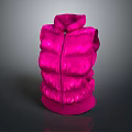 Pink Puffer Vest with High Collar Zipper Front Puffy Design Fashion Outerwear
