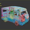 minibus minibus minivan driverless bus bus school bus van box car 3d model