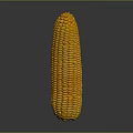 Yellow Corn Shaped Sculpture Carving With Granular Texture And Reflection On Grey Background 3d model