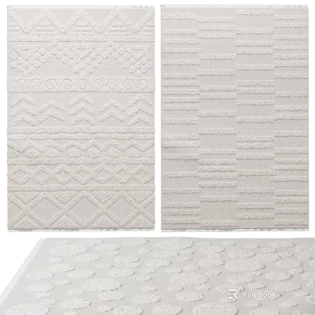 Square Rugs With Various Geometric Patterns And Striped Designs For Interior Decoration 3d model