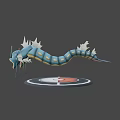 Game Dragon Characters Red and Blue Fierce with Open Mouths on Poké Ball Platform