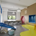 Library Interior Design With Bookshelves Green Area And Yellow Seats