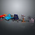 Blue Toy Truck With Other Toy Models In Display Collection Setup