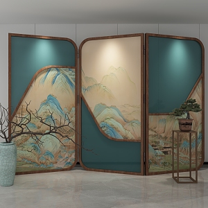 new chinese style screen 3d model